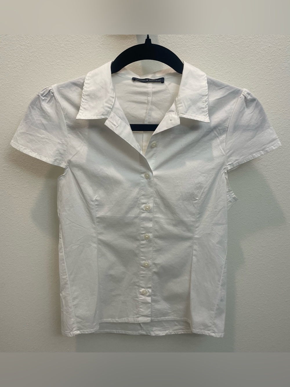 Brandy Melville NWOT White Cotton Short-Sleeve Button-Down Blouse